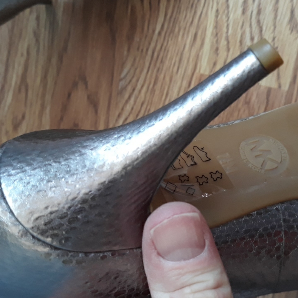 Michael Kors Silver Leather Python Print Heels. N… - image 7